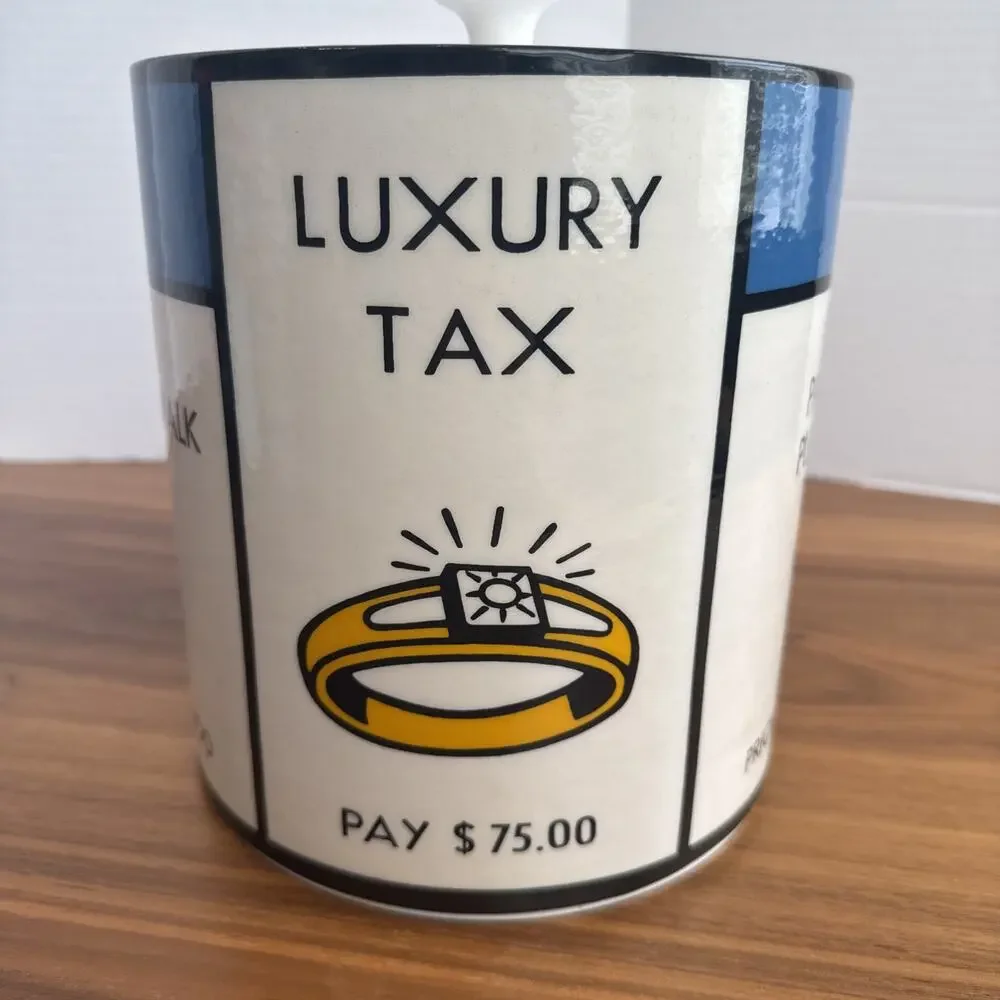 Vintage Monopoly Retro Ice Bucket With Lid -Park Place, Luxury Tax, Collectible
